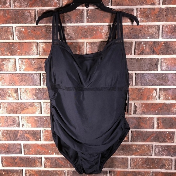 Dkny Mesh Slimming One Piece Swimsuit - Picture 2 of 7